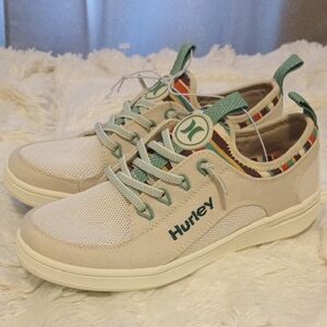 Hurley Kids' Beige and Teal Sneakers